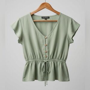 One Clothing Sage Green V-Neck Blouse